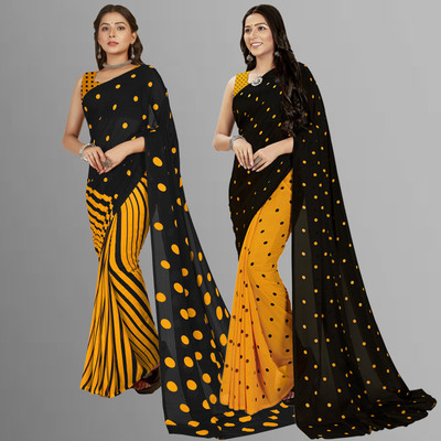 kashvi sarees Polka Print Daily Wear Georgette Saree(Pack of 2, Multicolor)