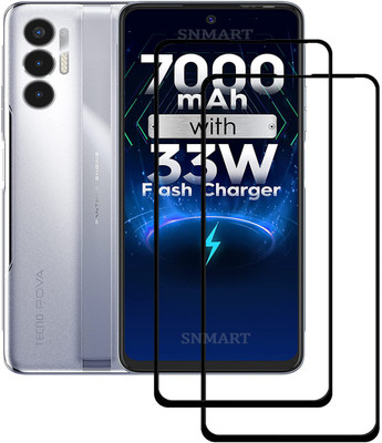 SNMART Edge To Edge Tempered Glass for Tecno POVA 3(Pack of 2)