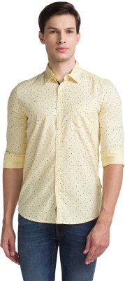 PARX Men Printed Formal Yellow Shirt