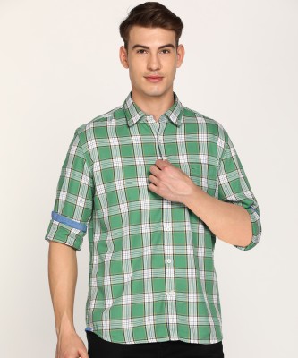 PARX Men Checkered Casual Green Shirt