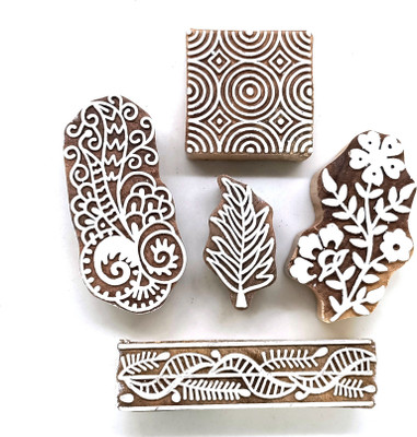 Reniq 2.0-EE Wooden Printing Block Stamps Hand Carved Printing Blocks Printing Blocks(Pack of 5)