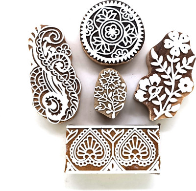 Reniq 2.0-BB Wooden Printing Block Stamps Hand Carved Printing Blocks Printing Blocks(Pack of 5)