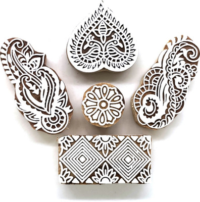 Reniq 2.0-ZZ Wooden Printing Block Stamps Hand Carved Printing Blocks Printing Blocks(Pack of 5)