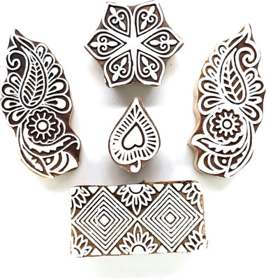 Reniq 2.0-I Wooden Printing Block Stamps Hand Carved Printing Blocks Printing Blocks(Pack of 5)