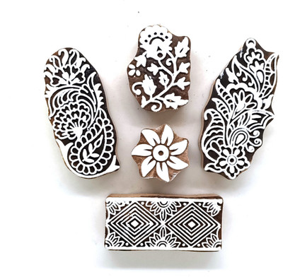 Reniq 3.0-RR Wooden Printing Block Stamps Hand Carved Printing Blocks Printing Blocks(Pack of 5)