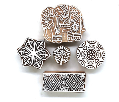 Reniq 3.0-NN Wooden Printing Block Stamps Hand Carved Printing Blocks Printing Blocks(Pack of 5)