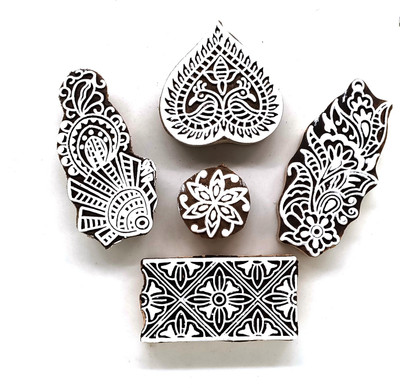 Reniq 3.0-YYY Wooden Printing Block Stamps Hand Carved Printing Blocks Printing Blocks(Pack of 5)