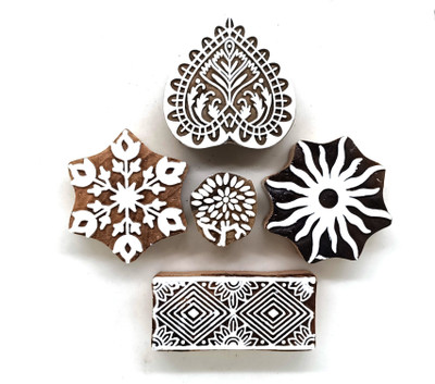 Reniq 3.0-LL Wooden Printing Block Stamps Hand Carved Printing Blocks Printing Blocks(Pack of 5)