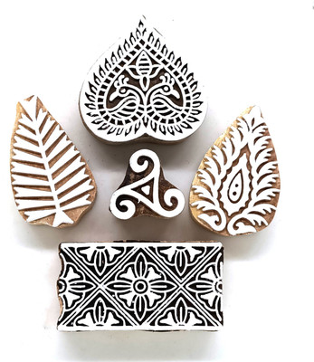 Reniq 2.0-HHH Wooden Printing Block Stamps Hand Carved Printing Blocks Printing Blocks(Pack of 5)
