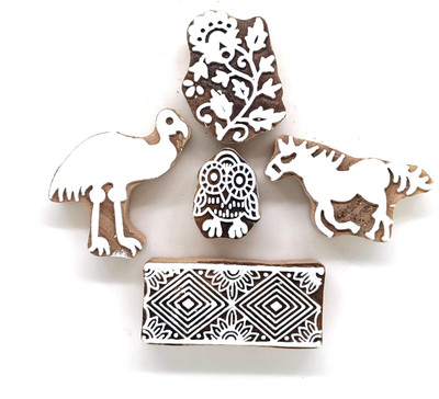 Reniq 3.0-SS Wooden Printing Block Stamps Hand Carved Printing Blocks Printing Blocks(Pack of 5)