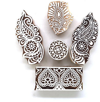 Reniq 2.0-PP Wooden Printing Block Stamps Hand Carved Printing Blocks Printing Blocks(Pack of 5)