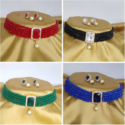 Padmavati Bangles Alloy Red, White, Green, Blue Jewellery Set(Pack of 4)