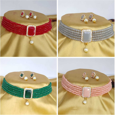Padmavati Bangles Alloy Red, Grey, Green, Pink Jewellery Set(Pack of 4)