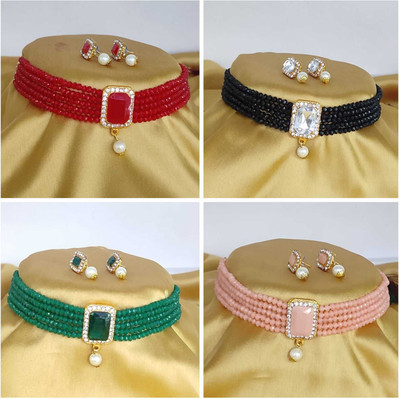 Padmavati Bangles Alloy Red, Green, Pink, Black Jewellery Set(Pack of 4)