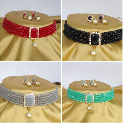 Padmavati Bangles Alloy Red, Black, Grey, Green Jewellery Set(Pack of 4)