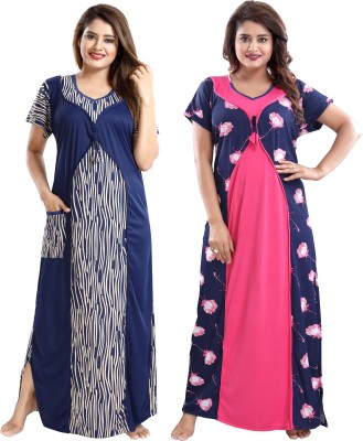 SHOPPING STATION Women Nighty Set(Multicolor)