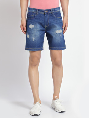 FEVER Solid Men Denim Dark Blue Denim Shorts