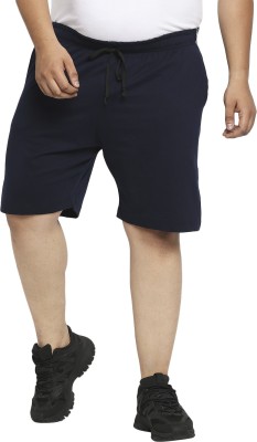 Vaishvik Solid Men Dark Blue Basic Shorts, Bermuda Shorts, Night Shorts, Regular Shorts