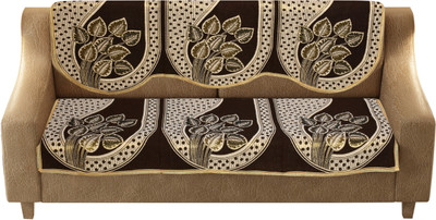 AK Decor Cotton 3 Seater Sofa Abstract Cover(Pack of 3 Brown)