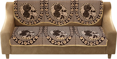 AK Decor Cotton Abstract 3 Seater Sofa Cover(Brown Pack of 2)