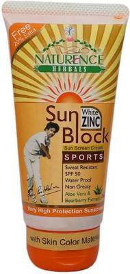 NATURENCE HERBALS Sun Block Sports Cream with Zinc Skin Colour - SPF 75