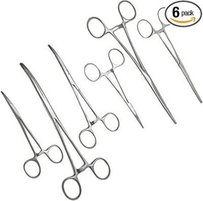 Forgesy Hemostat Set 6 Pcs (Curved + Straight )(8 Inch, 6 Inch and 5 Inch) Utility Forceps