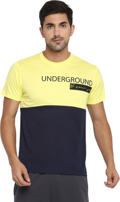 OFF LIMITS Colorblock Men Round Neck Black, Yellow T-Shirt