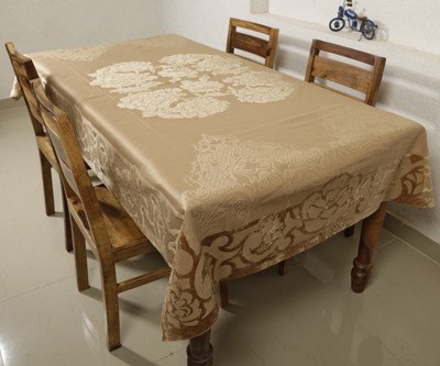 Sunrise Floral 4 Seater Table Cover(Beige, Polyester)