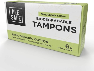 Pee Safe Biodegradable Tampons, Trial Pack, 6 Tampons – 2 Regular, 2 Super, 2 Super Plus Tampons  (Pack of 6)