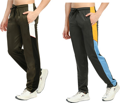 Indistar Colorblock Men Dark Green Track Pants