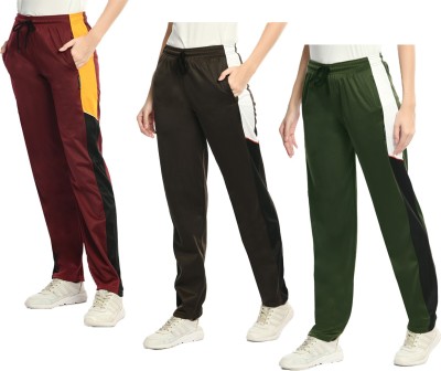 Indistar Striped Women Dark Blue, Brown, Maroon Track Pants