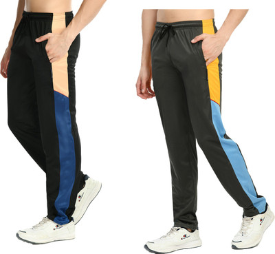 KAVYA Colorblock Men Grey, Black Track Pants