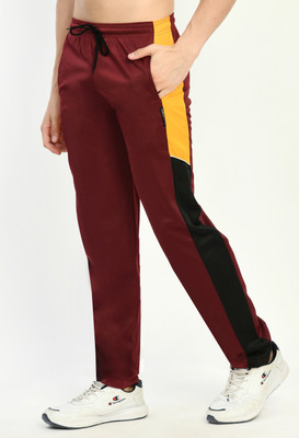 Indistar Colorblock Men Maroon Track Pants