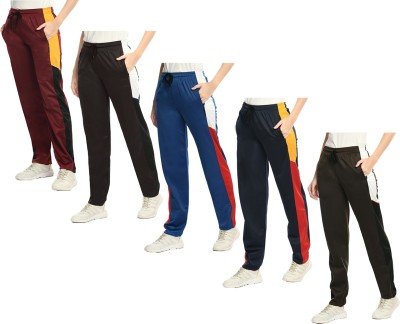 Indistar Colorblock Women Brown, Multicolor, Maroon Track Pants