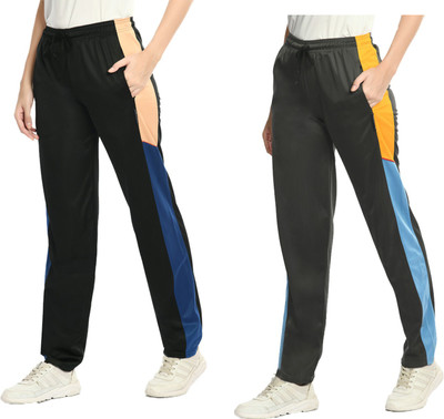 Indistar Colorblock Women Grey, Black Track Pants