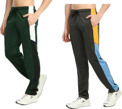 KAVYA Colorblock Men Green, Grey Track Pants