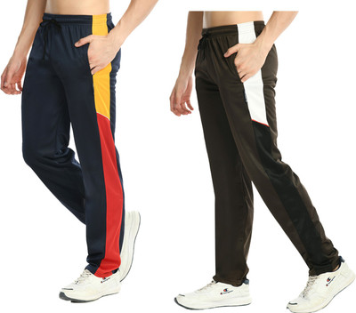 KAVYA Colorblock Men Brown, Light Blue Track Pants