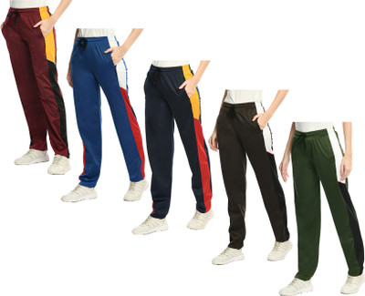 Indistar Colorblock Women Green, Brown, Maroon Track Pants