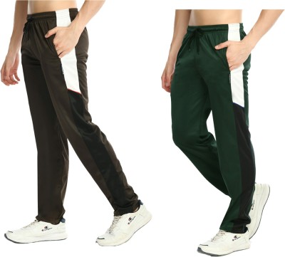 Indistar Colorblock Men Green, Brown Track Pants