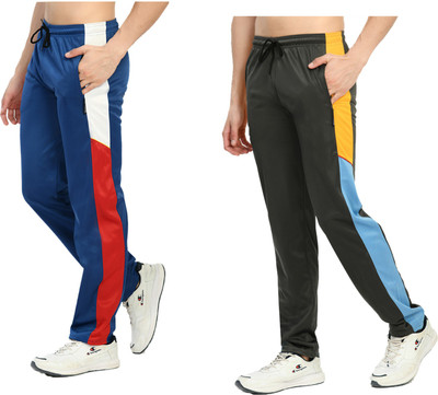 KAVYA Colorblock Men Blue, Green Track Pants