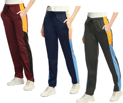 Indistar Colorblock Women Grey, Dark Blue, Maroon Track Pants