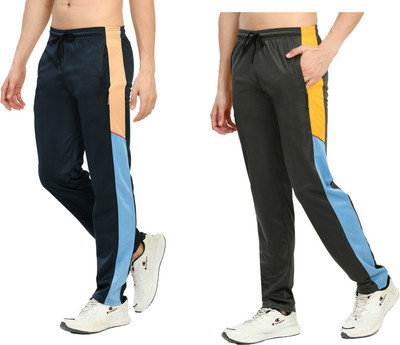 Indistar Colorblock Men Grey, Dark Blue Track Pants