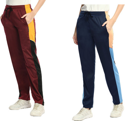 KAVYA Colorblock Women Dark Blue, Maroon Track Pants