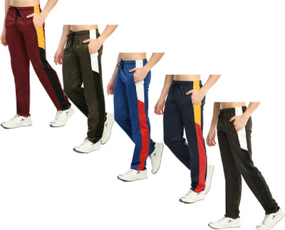 Indistar Colorblock Men Brown, Blue, Maroon Track Pants