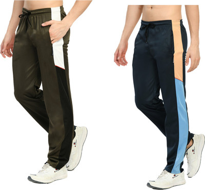KAVYA Colorblock Men Dark Blue, Dark Green Track Pants