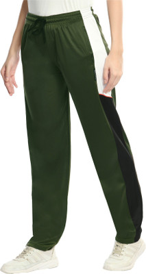 Indistar Colorblock Women Green Track Pants