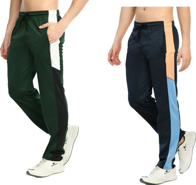 KAVYA Colorblock Men Dark Blue, Green Track Pants
