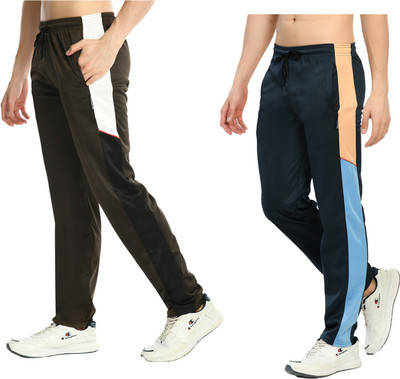 Indistar Colorblock Men Dark Blue, Brown Track Pants