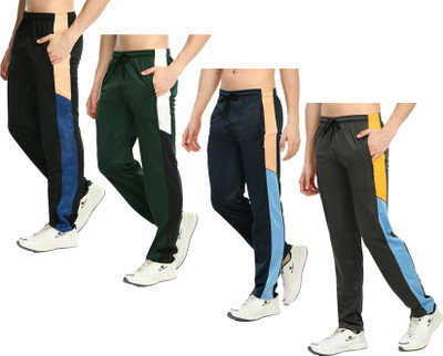 Indistar Colorblock Men Grey, Dark Blue, Black Track Pants