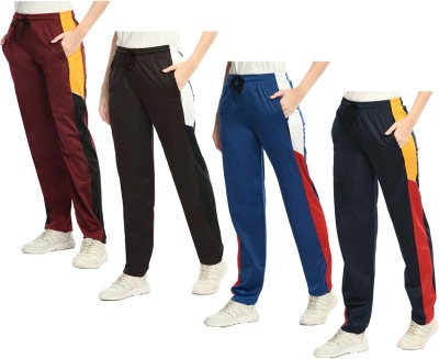 Indistar Colorblock Women Multicolor, Blue, Maroon Track Pants